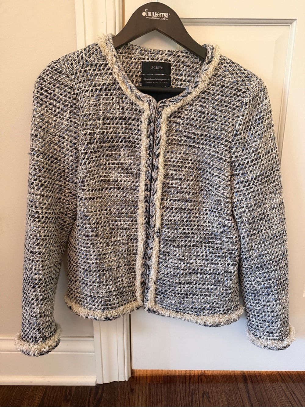 NWOT J. Crew Women's Tweed Bouclé Jacket in Navy and Cream